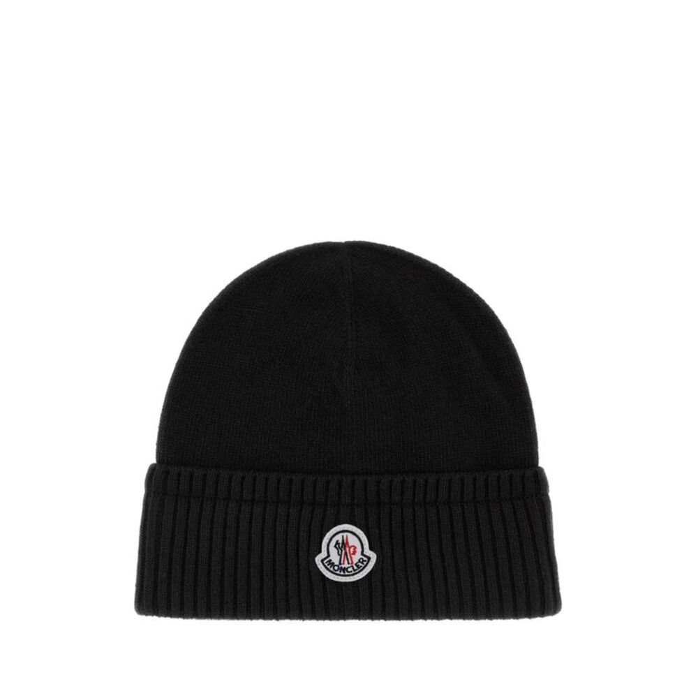Moncler Men Black Wool Blend Beanie Hat